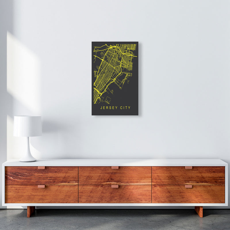 Jersey Map Neon Art Print by Pixy Paper A3 Canvas