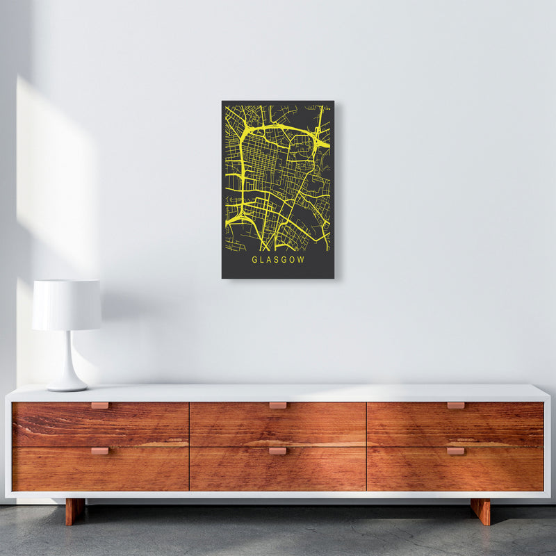Glasgow Map Neon Art Print by Pixy Paper A3 Canvas