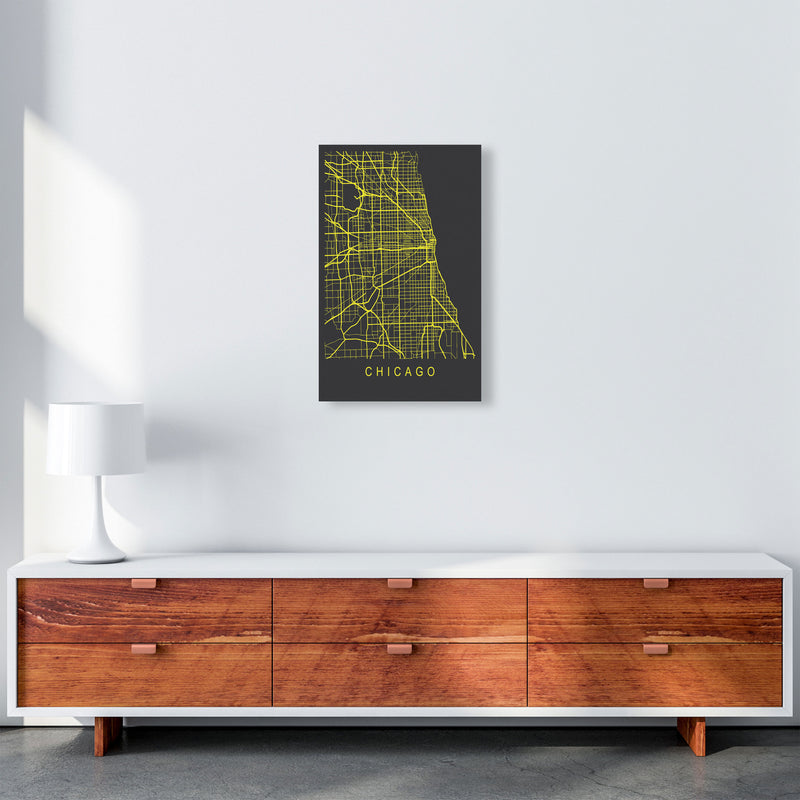 Chicago Map Neon Art Print by Pixy Paper A3 Canvas