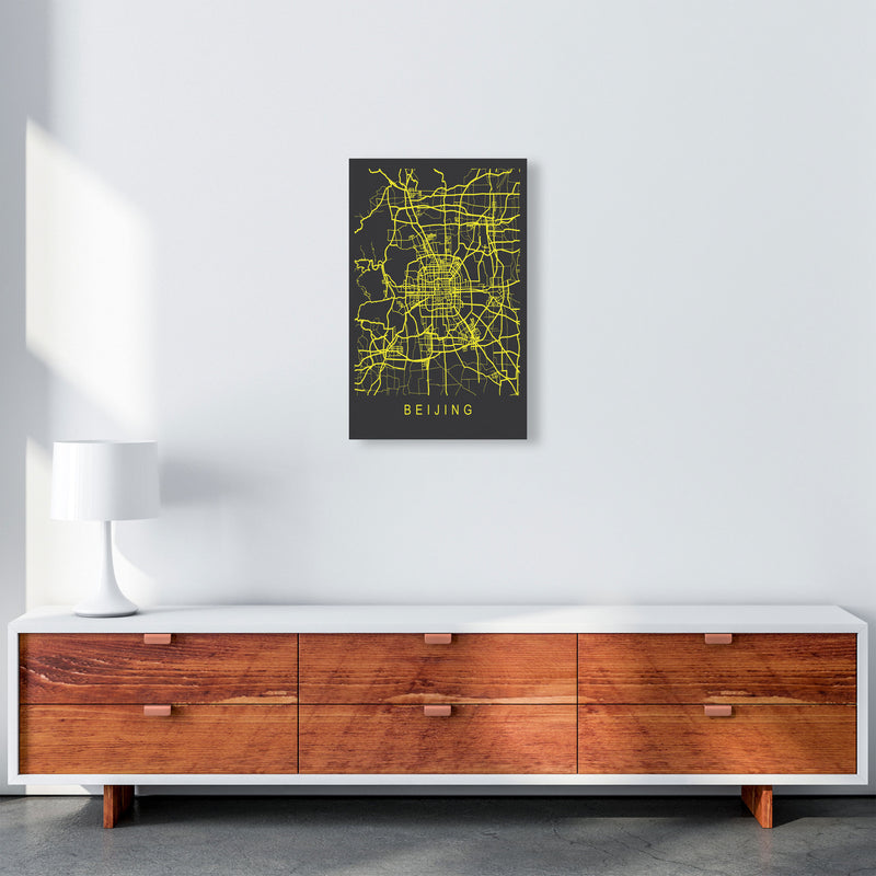 Beijing Map Neon Art Print by Pixy Paper A3 Canvas