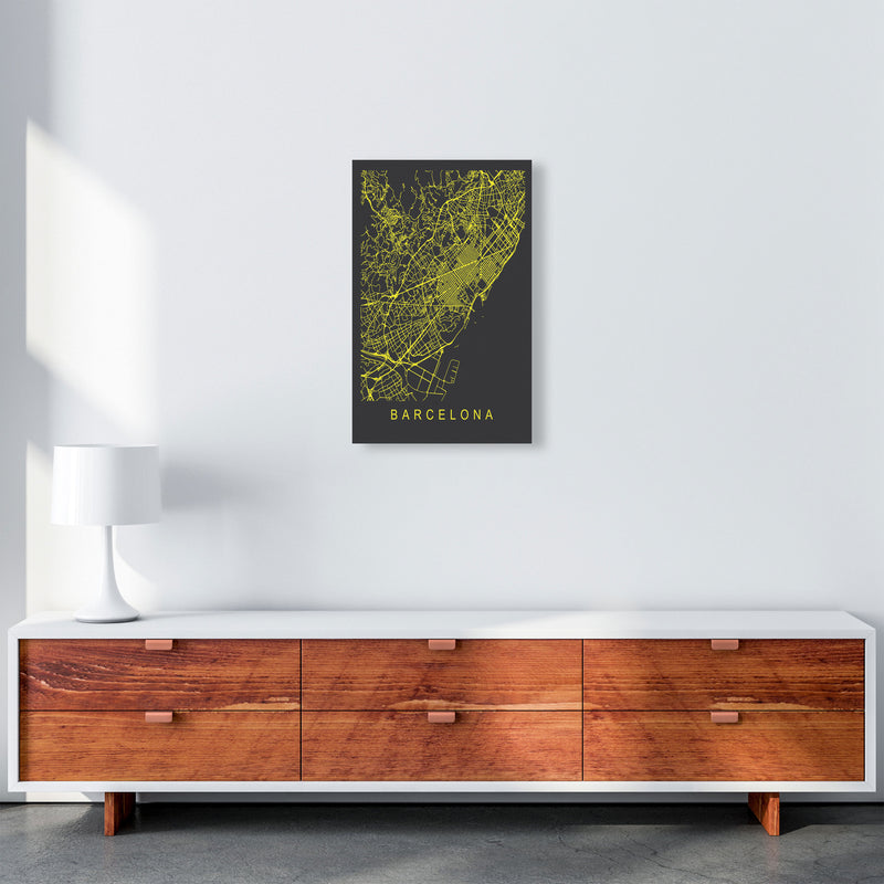 Barcelona Map Neon Art Print by Pixy Paper A3 Canvas