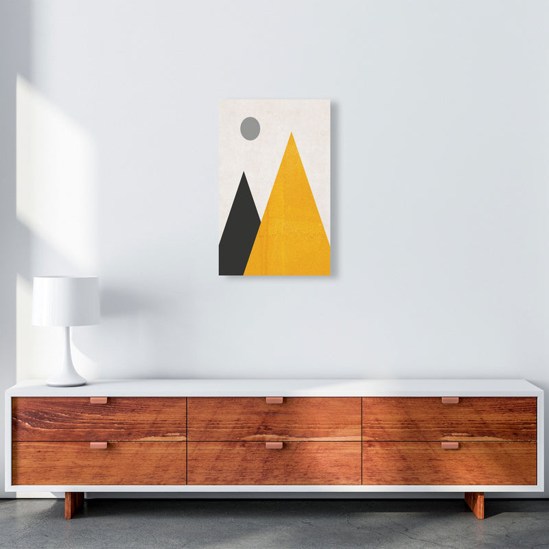 Mountains and moon mustard Art Print by Pixy Paper A3 Canvas