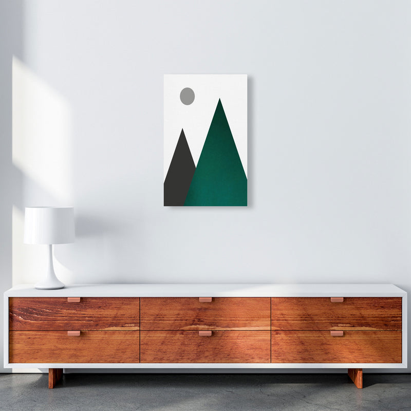 Mountains and moon emerald Art Print by Pixy Paper A3 Canvas