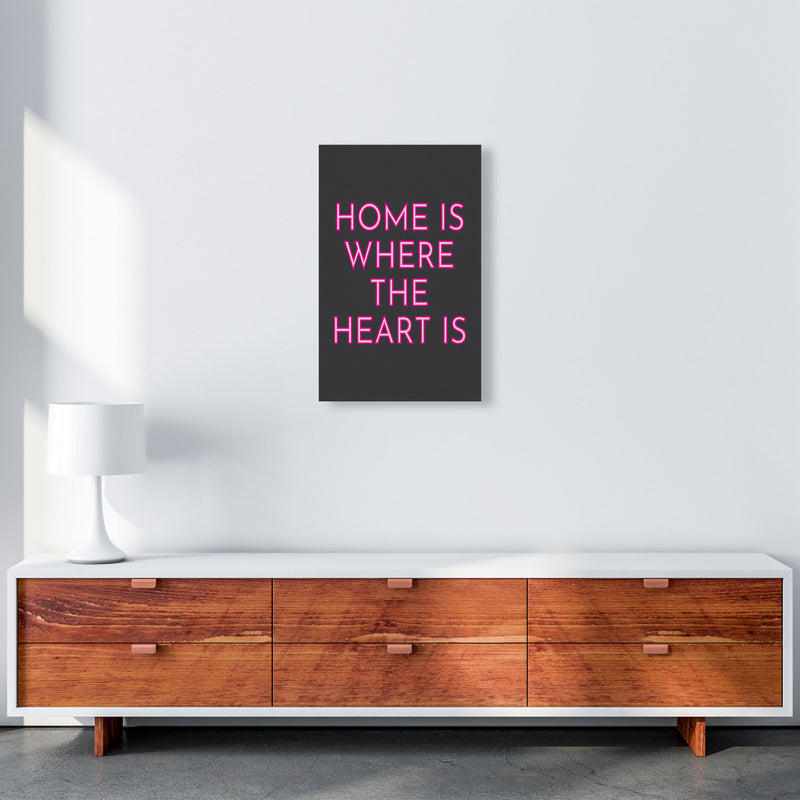 Home Is Where The Heart Is Neon Art Print by Pixy Paper A3 Canvas