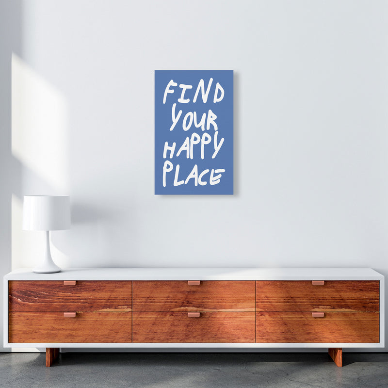 Find Your Happy Place Blue Art Print by Pixy Paper A3 Canvas