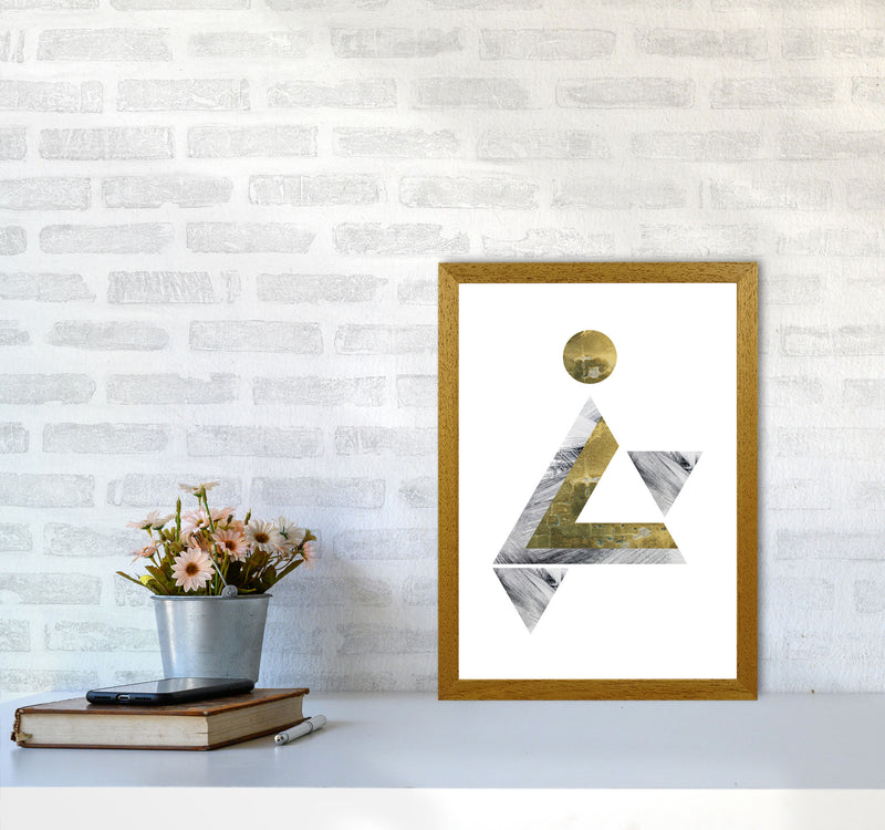 Gold And Grey Triangle With Moon Abstract Modern Print A3 Print Only