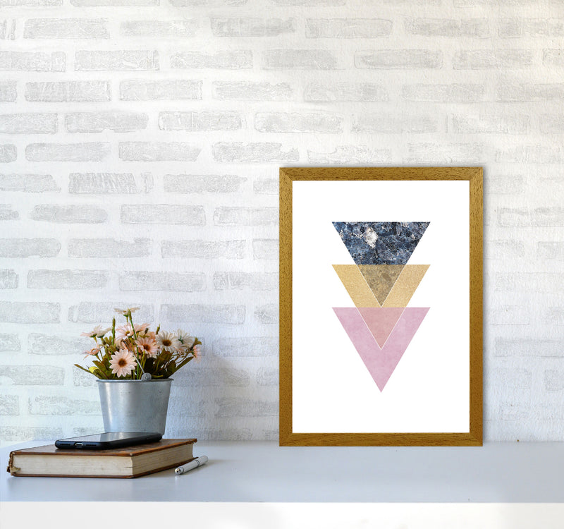 Blue, Gold And Pink Abstract Triangles Modern Print A3 Print Only