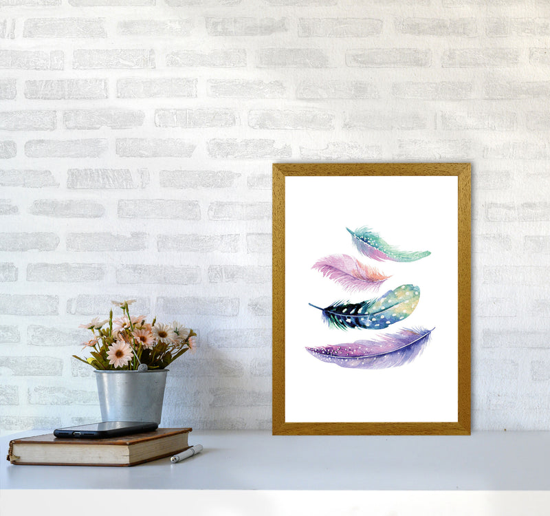 Turquoise And Purple Bird Feathers Abstract Modern Print A3 Print Only