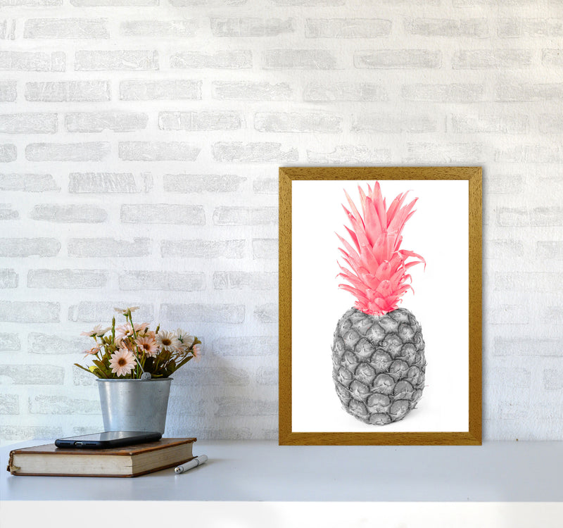 Black And Pink Pineapple Abstract Modern Print, Framed Kitchen Wall Art A3 Print Only
