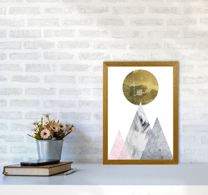 Pink And Grey Mountains Abstract Modern Print A3 Print Only