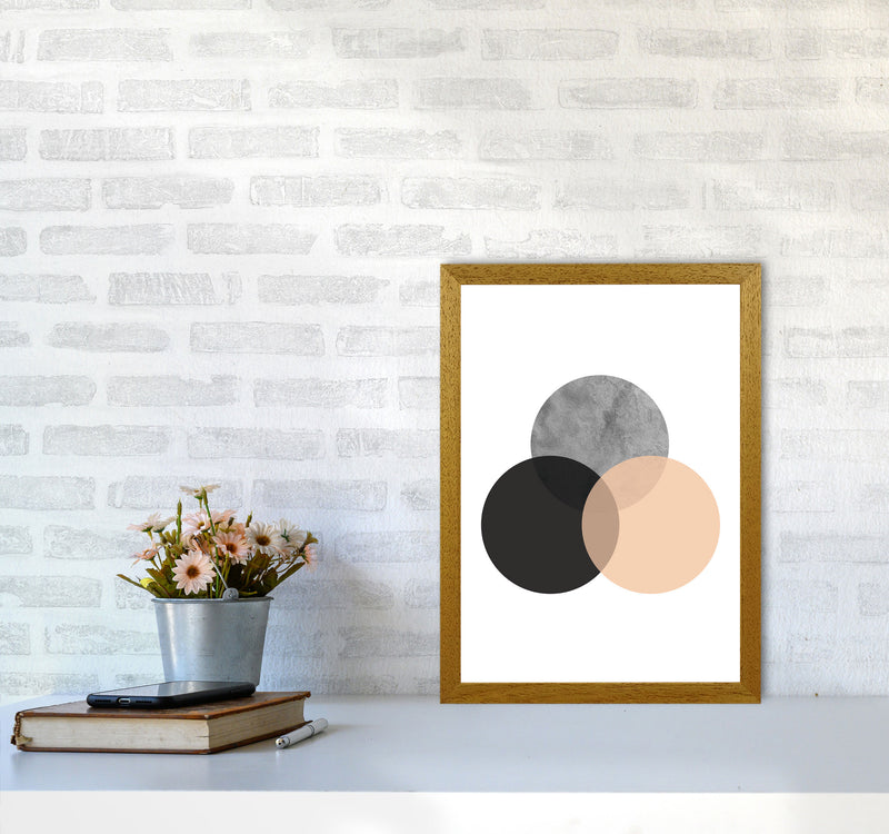 Peach And Black Abstract Circles Modern Print A3 Print Only