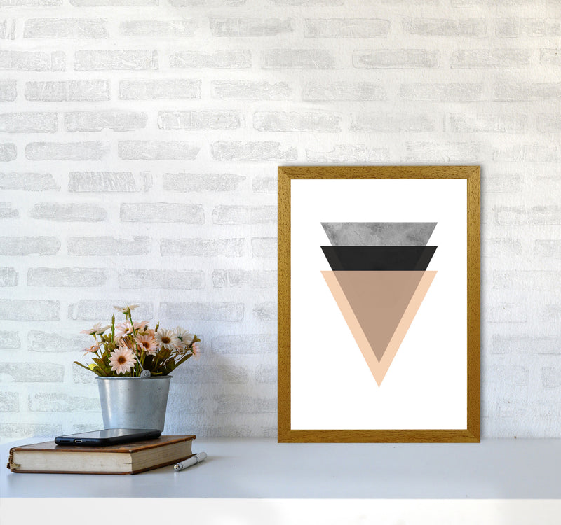 Peach And Black Abstract Triangles Modern Print A3 Print Only