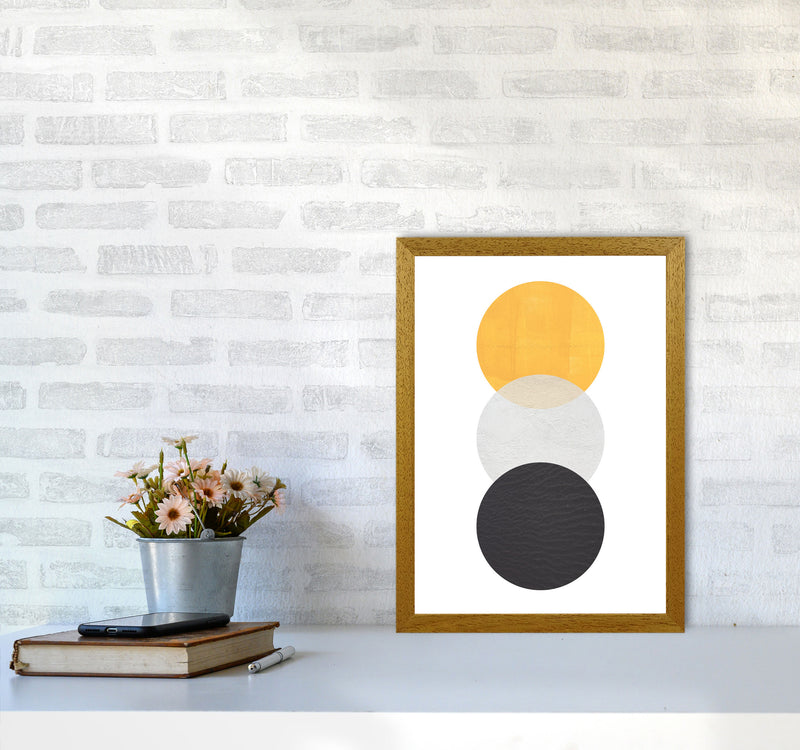 Yellow And Black Abstract Circles Modern Print A3 Print Only