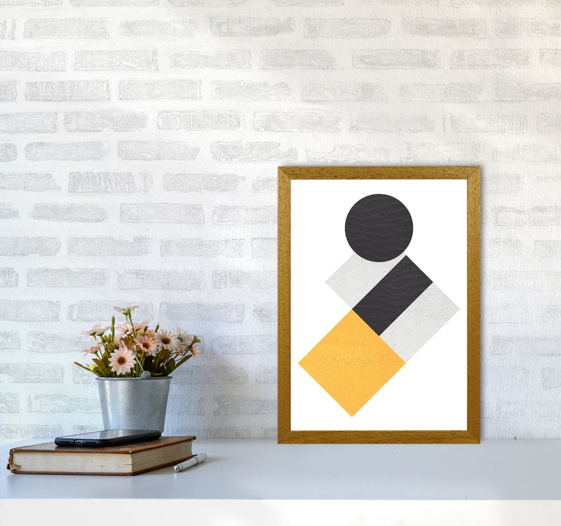 Yellow And Black Abstract Circles And Squares Modern Print A3 Print Only