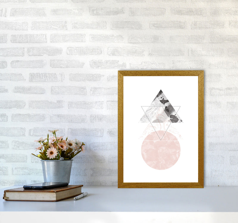 Black And Pink Marble Abstract Triangle And Circle Modern Print A3 Print Only