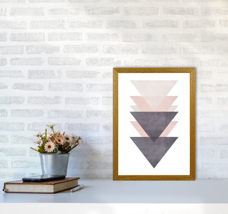 Cotton, Pink And Grey Abstract Triangles Modern Print A3 Print Only