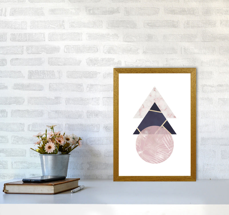 Pink And Navy Marble Abstract Triangles And Circle Modern Print A3 Print Only