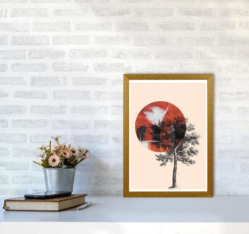 Red Sun And Tree Abstract Modern Print A3 Print Only