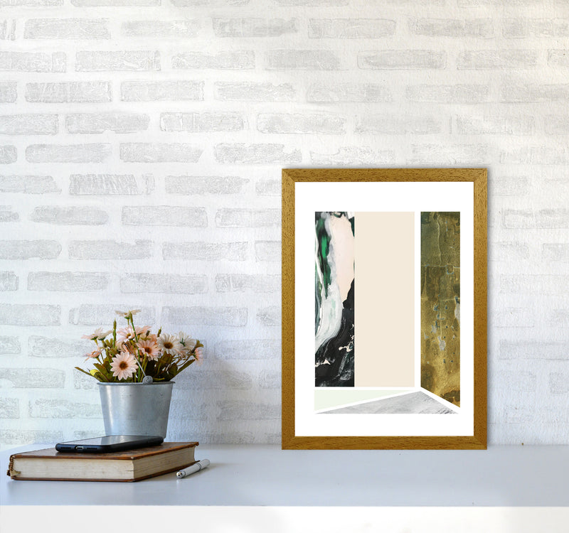 Textured Peach, Green And Grey Abstract Rectangle Shapes Modern Print A3 Print Only