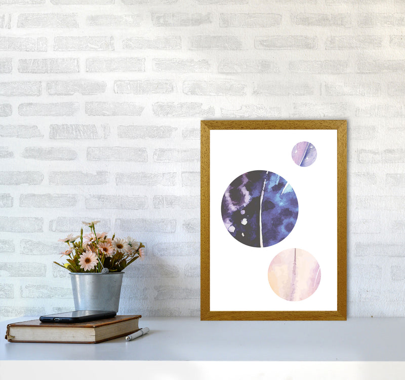 Pink And Purple Watercolour Planets Abstract Modern Print A3 Print Only