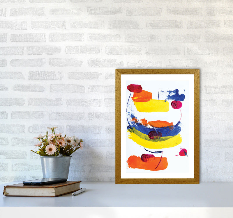 Bright Yellow, Blue and Red Abstract Paint Strokes Modern Print A3 Print Only