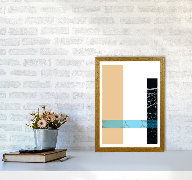 Blue Sand Abstract Rectangles Modern Print A3 Print Only