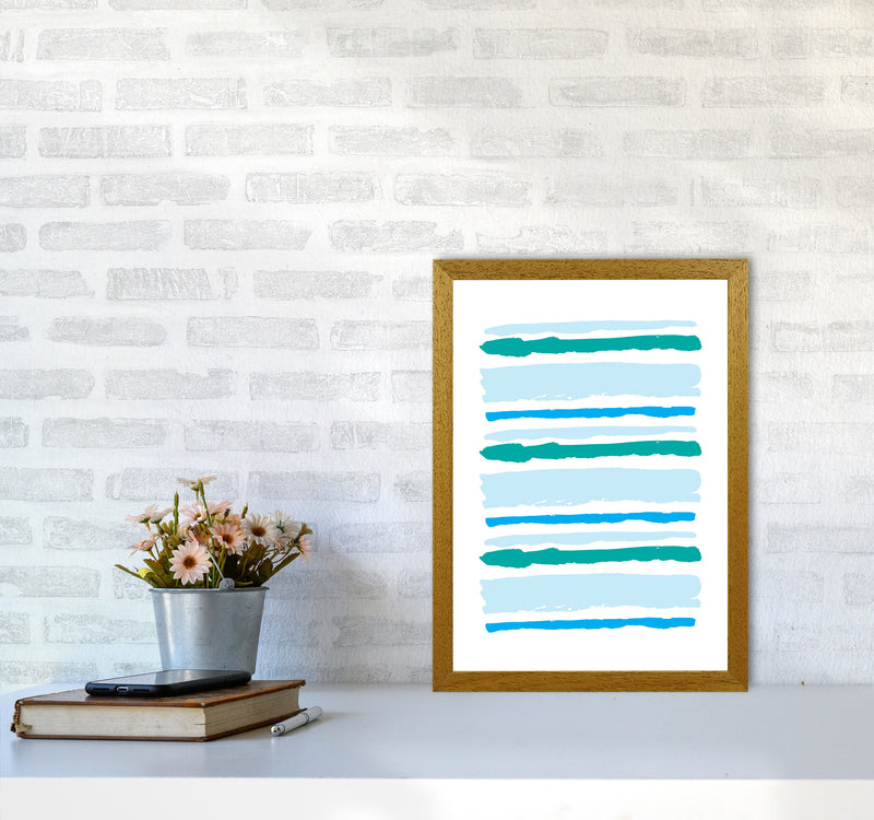 Blue Contrast Abstract Stripes Modern Print A3 Print Only