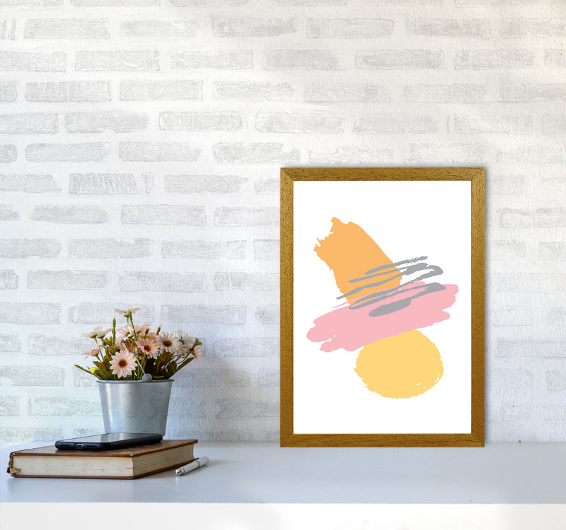 Pink And Orange Abstract Paint Shapes Modern Print A3 Print Only