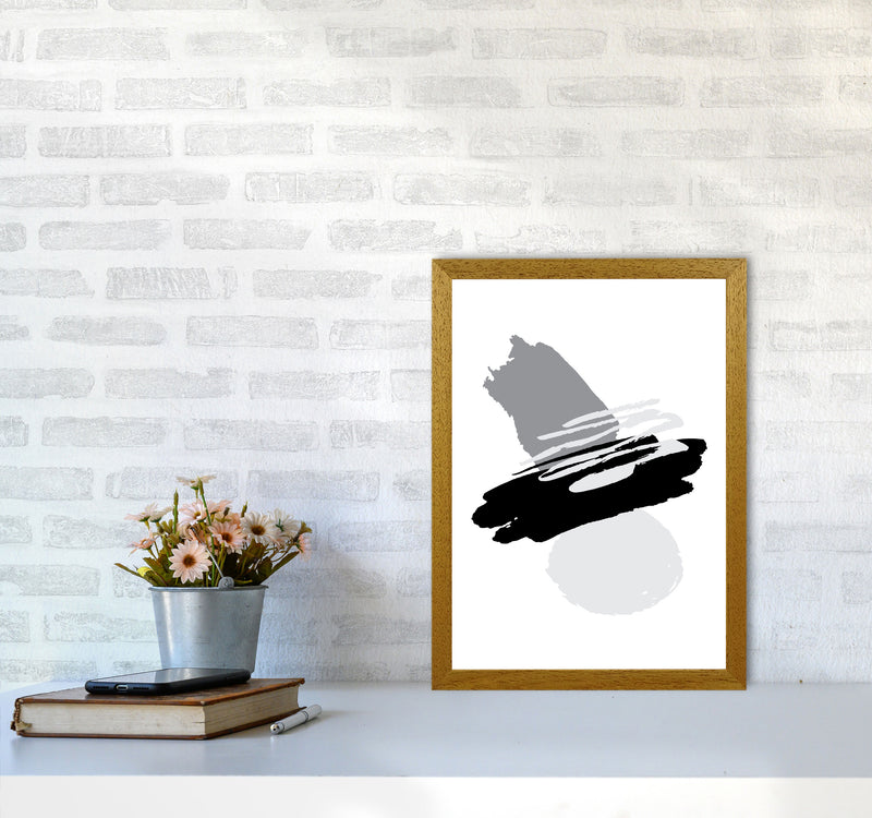 Black And Grey Abstract Paint Shapes Modern Print A3 Print Only