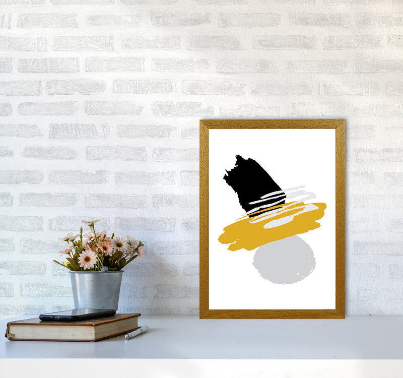 Mustard And Black Abstract Paint Shapes Modern Print A3 Print Only