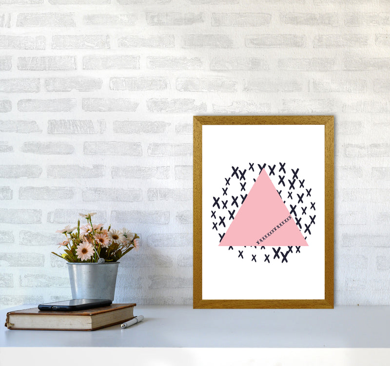 Pink Triangle With Crosses Abstract Modern Print A3 Print Only