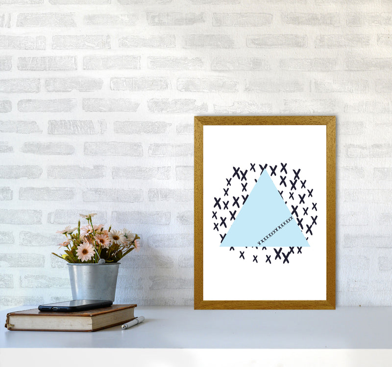 Blue Triangle With Crosses Abstract Modern Print A3 Print Only