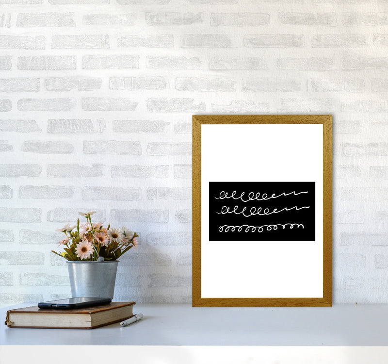 Black Rectangle Swirls Abstract Modern Print A3 Print Only