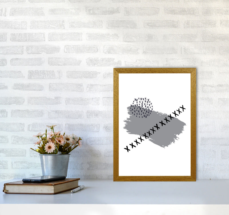 Grey X Paint Brush Abstract Modern Print A3 Print Only