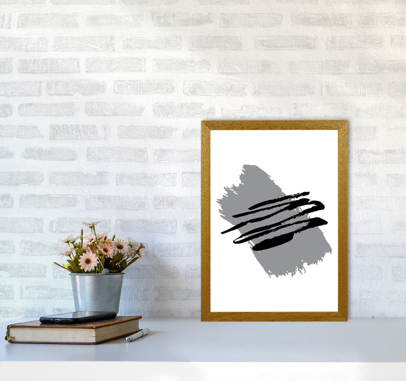 Grey Jaggered Paint Brush Abstract Modern Print A3 Print Only