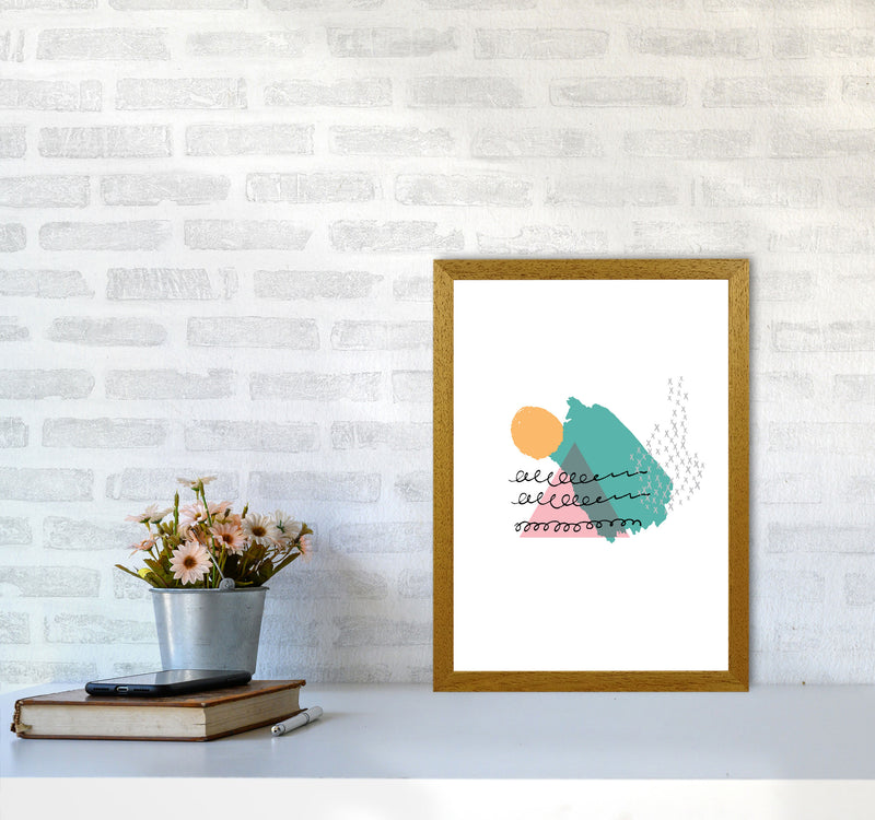 Pink And Teal Mountain Sun Abstract Modern Print A3 Print Only