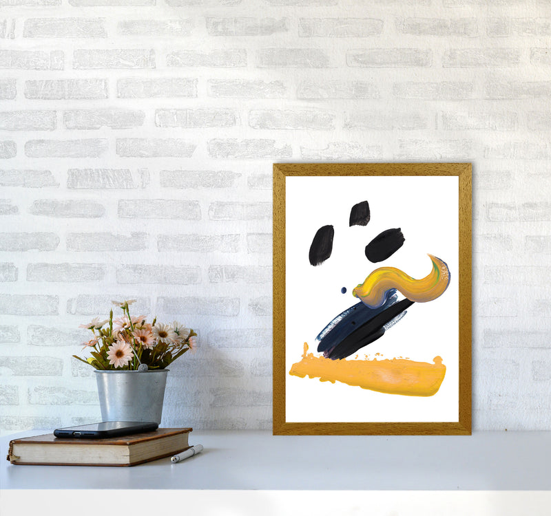 Mustard And Black Abstract Paint Strokes Modern Print A3 Print Only