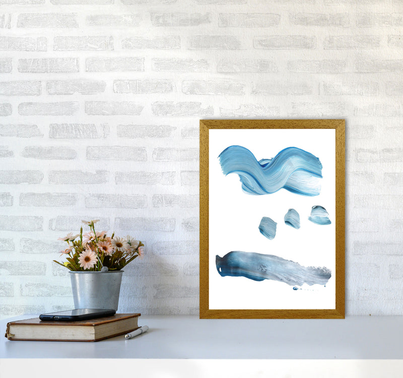 Light Blue Abstract Paint Strokes Modern Print A3 Print Only
