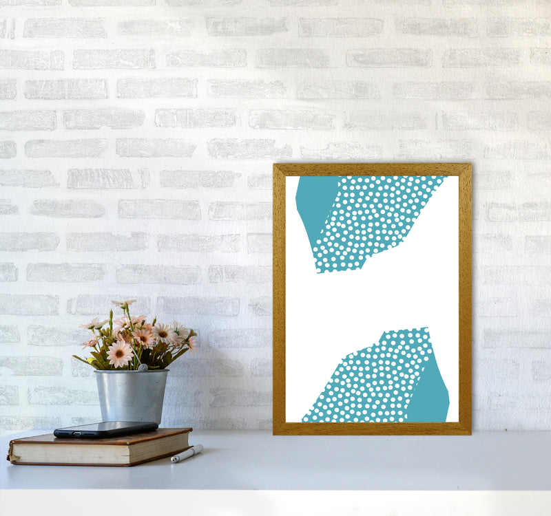 Teal Abstract Mountain Polka Modern Print A3 Print Only