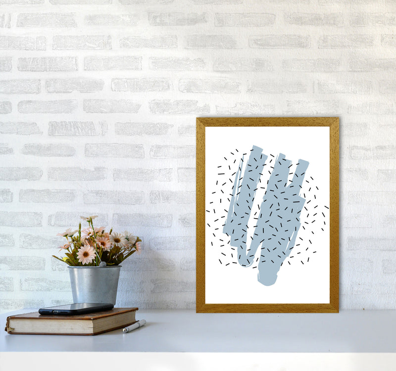 Blue Paint With Black Polka Abstract Modern Print A3 Print Only