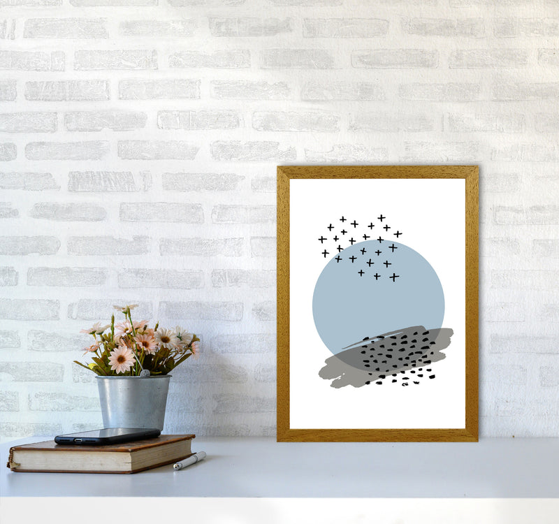 Blue Abstract Circle With Black Dashes Modern Print A3 Print Only