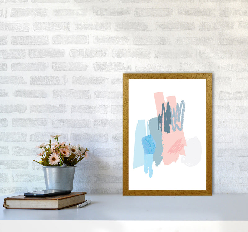 Blue And Pink Abstract Scribbles Modern Print A3 Print Only