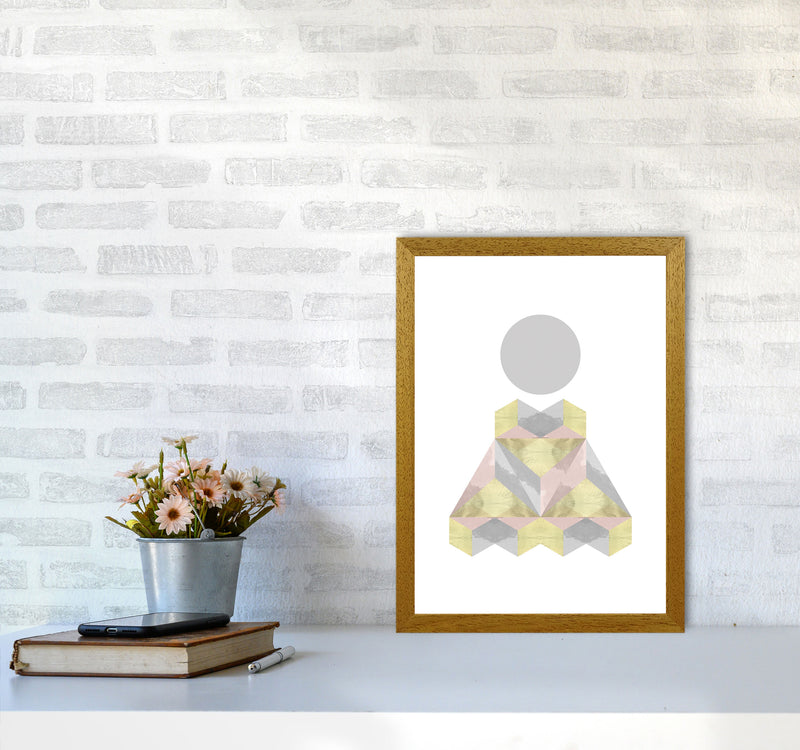 Gold, Pink And Grey Abstract Shapes Modern Print A3 Print Only