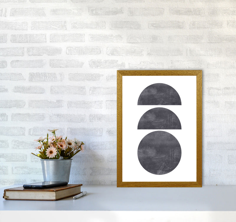 Abstract Scratched Texture Circles Modern Print A3 Print Only