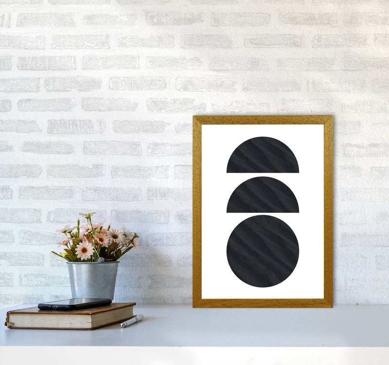 Abstract Black Textured Circles Modern Print A3 Print Only