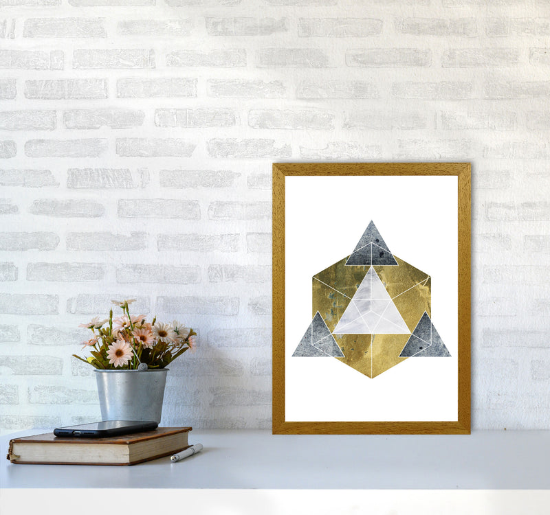 Gold Cube And Grey Geo Abstract Modern Print A3 Print Only
