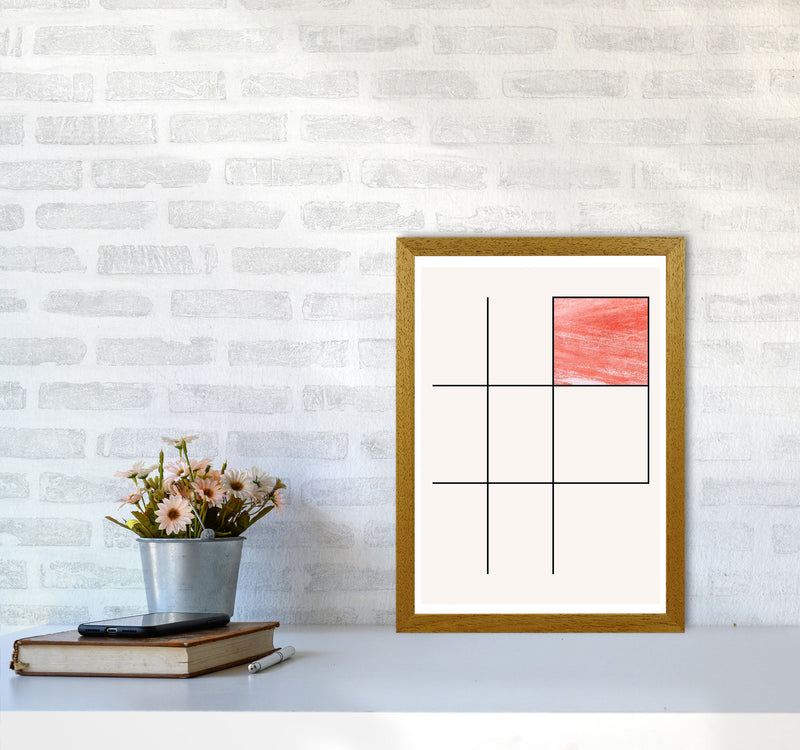 Abstract Red Crayon Geo 3 Modern Print A3 Print Only