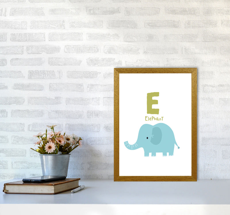 Alphabet Animals, E Is For Elephant Framed Nursey Wall Art Print A3 Print Only