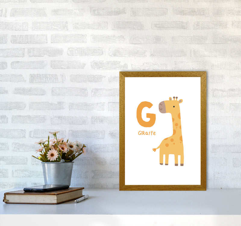 Alphabet Animals, G Is For Giraffe Framed Nursey Wall Art Print A3 Print Only