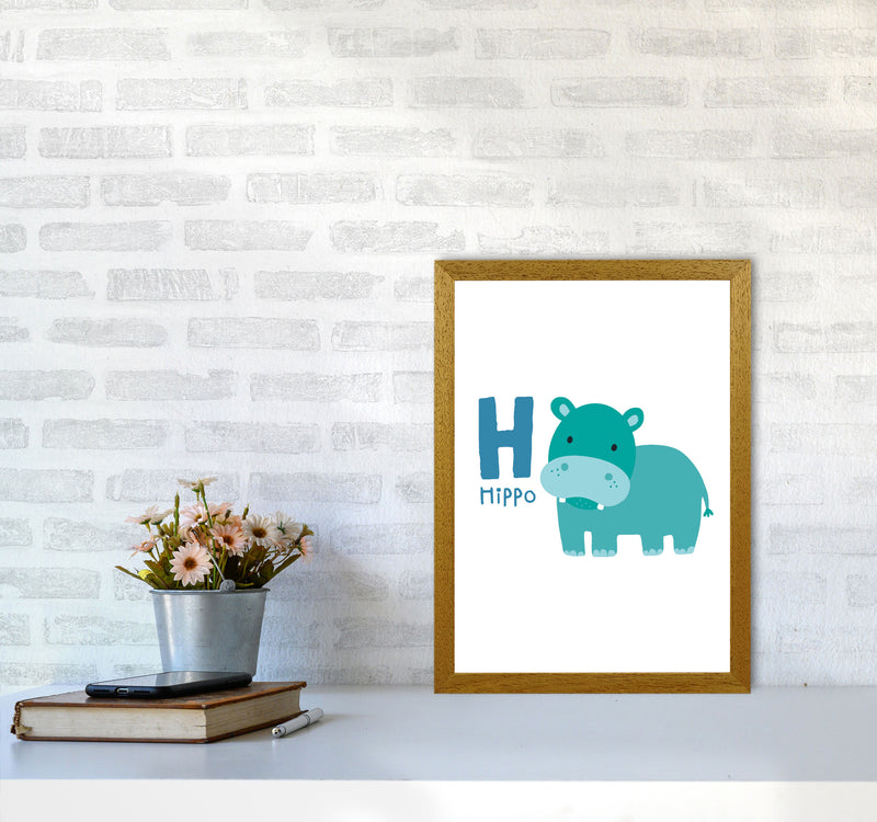 Alphabet Animals, H Is For Hippo Framed Nursey Wall Art Print A3 Print Only